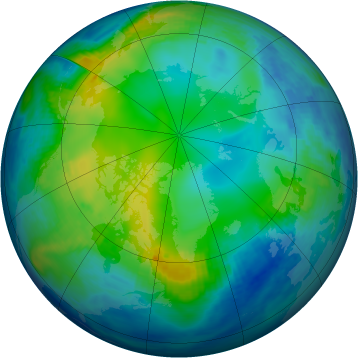 Arctic ozone map for 21 November 1992
